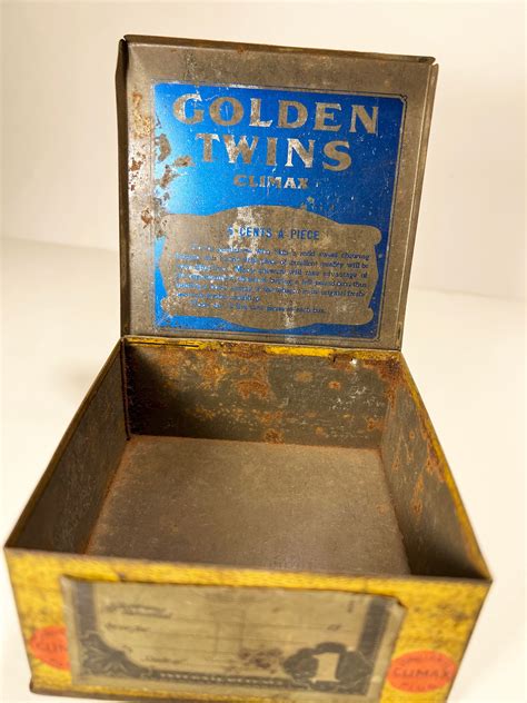 Vintage Wooden Climax Golden Twins Tobacco Box 